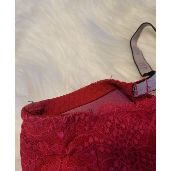 Victoria's Secret PINK VS Bra RacerBack Underwire Red Lace Sz 32DD - Picture 5 of 7